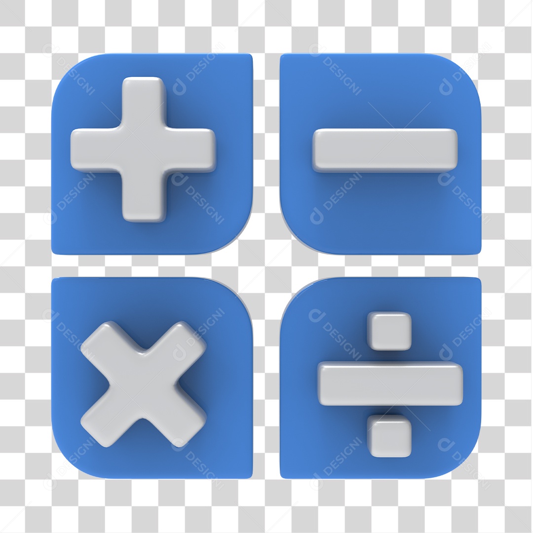 Ícones de Calculadora Azul e Branco 3D Para Composição PNG Transparente