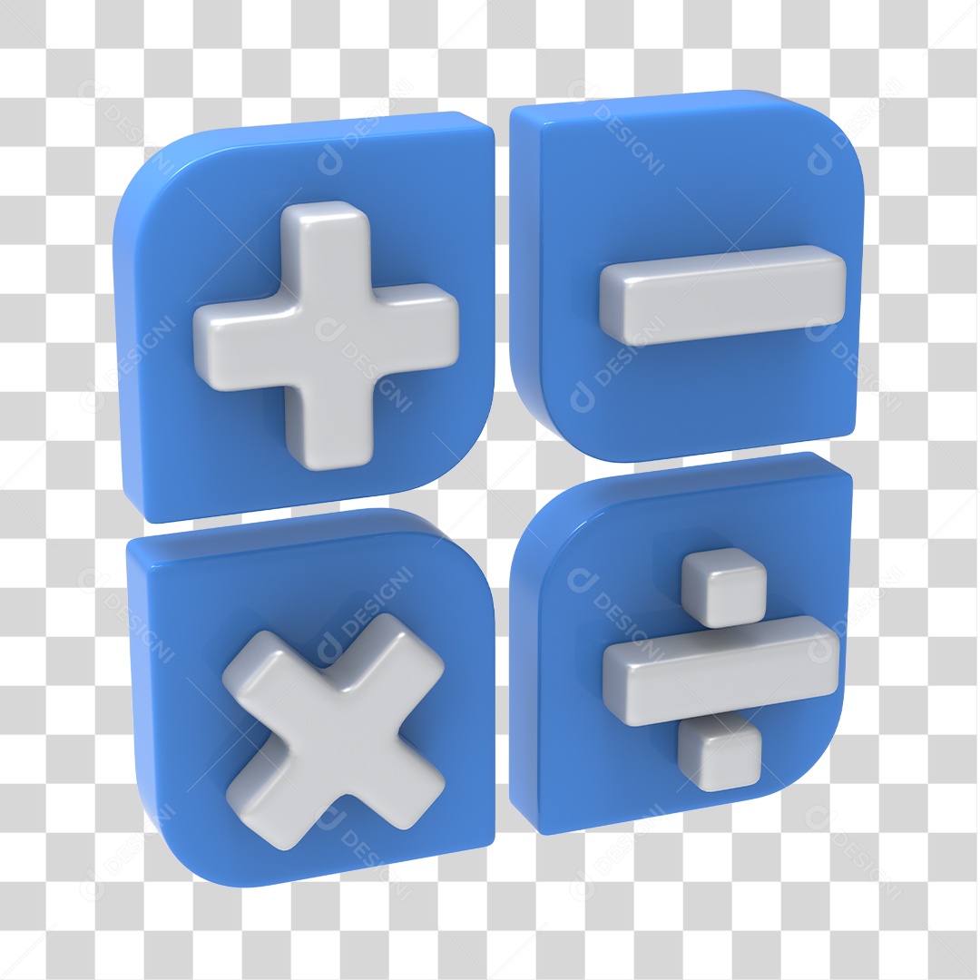 Ícones de Calculadora Azul e Branco 3D Para Composição PNG Transparente