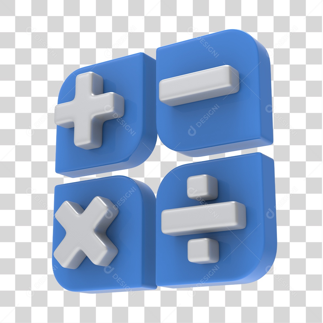 Ícones de Calculadora Azul e Branco 3D Para Composição PNG Transparente