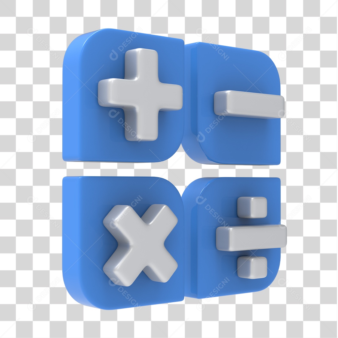 Ícones de Calculadora Azul e Branco 3D Para Composição PNG Transparente