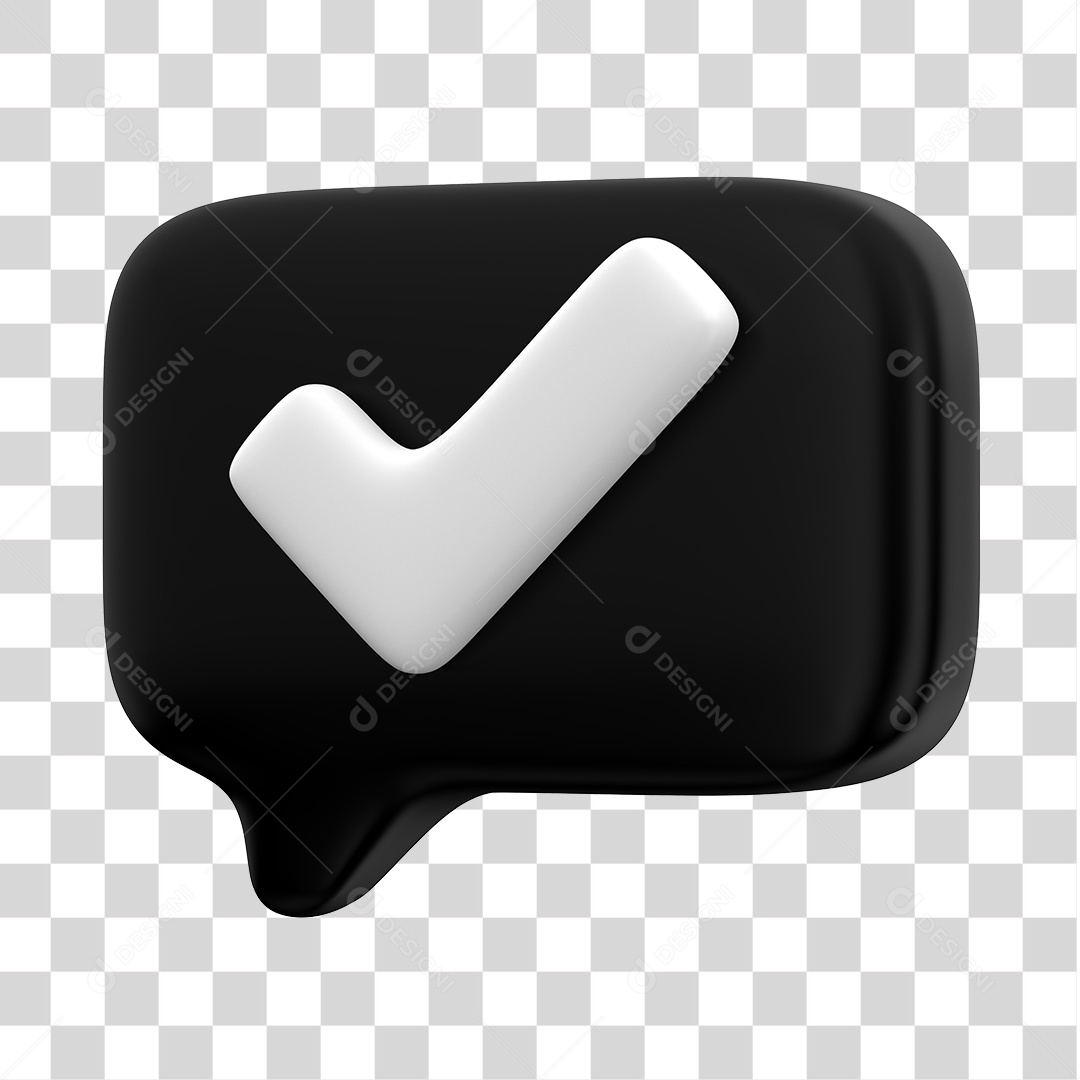 Elemento 3D Para Composição Caixa de Texto Com Símbolo de Verificado PNG Transparente