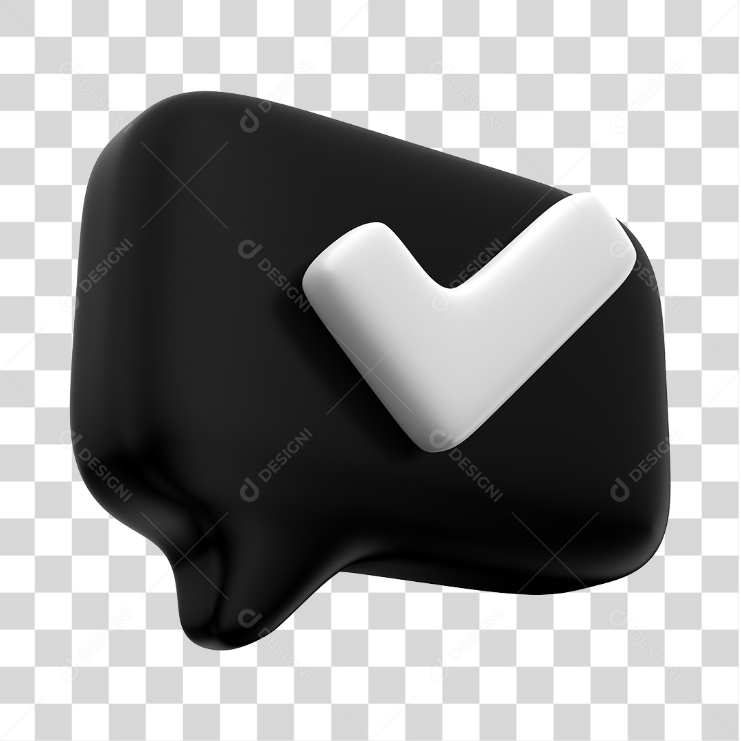 Elemento 3D Para Composição Caixa de Texto Com Símbolo de Verificado PNG Transparente