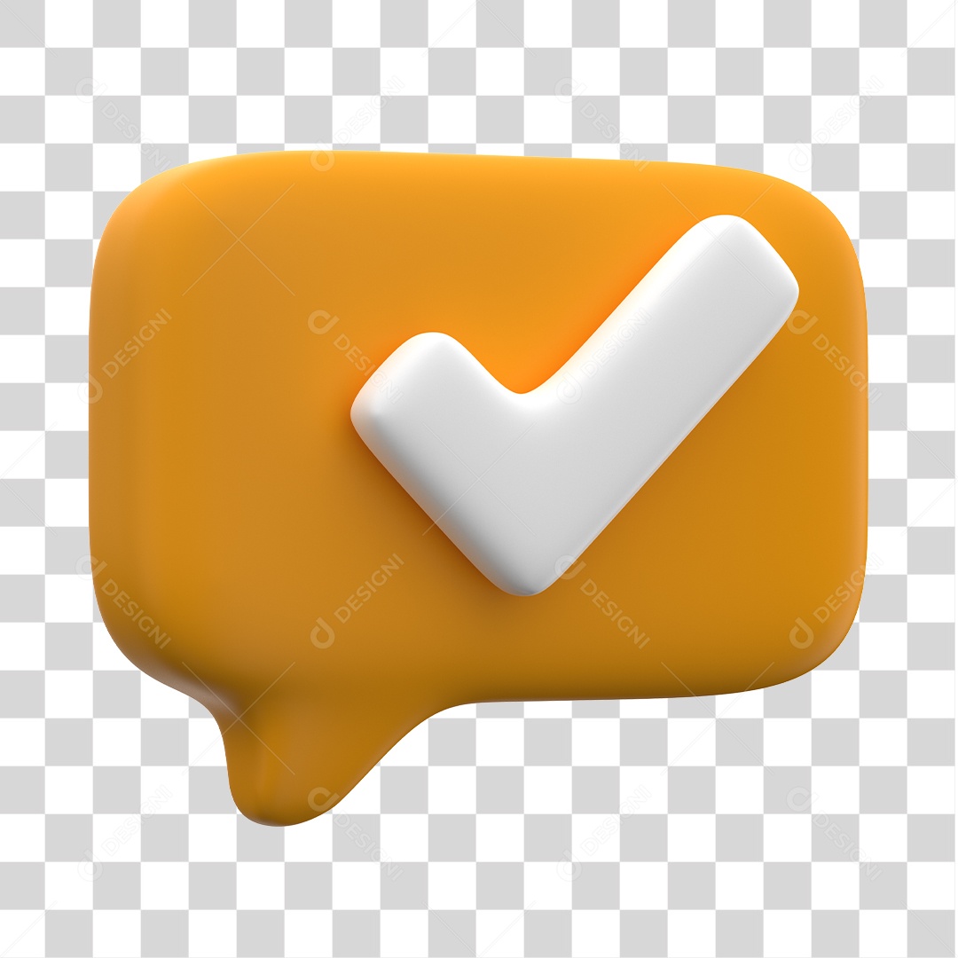 Elemento 3D Para Composição Caixa de Texto Amarela Com Símbolo de Verificado PNG Transparente