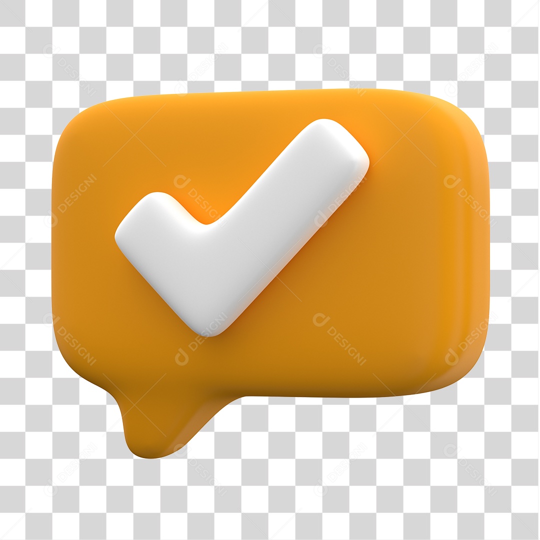 Elemento 3D Para Composição Caixa de Texto Amarela Com Símbolo de Verificado PNG Transparente