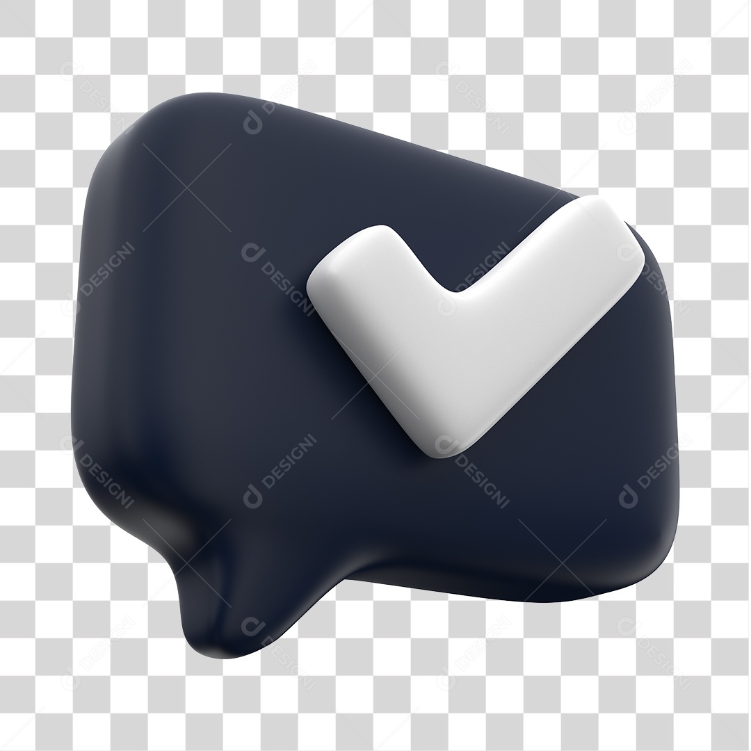 Elemento 3D Para Composição Caixa de Texto Preta Com Símbolo de Verificado PNG Transparente