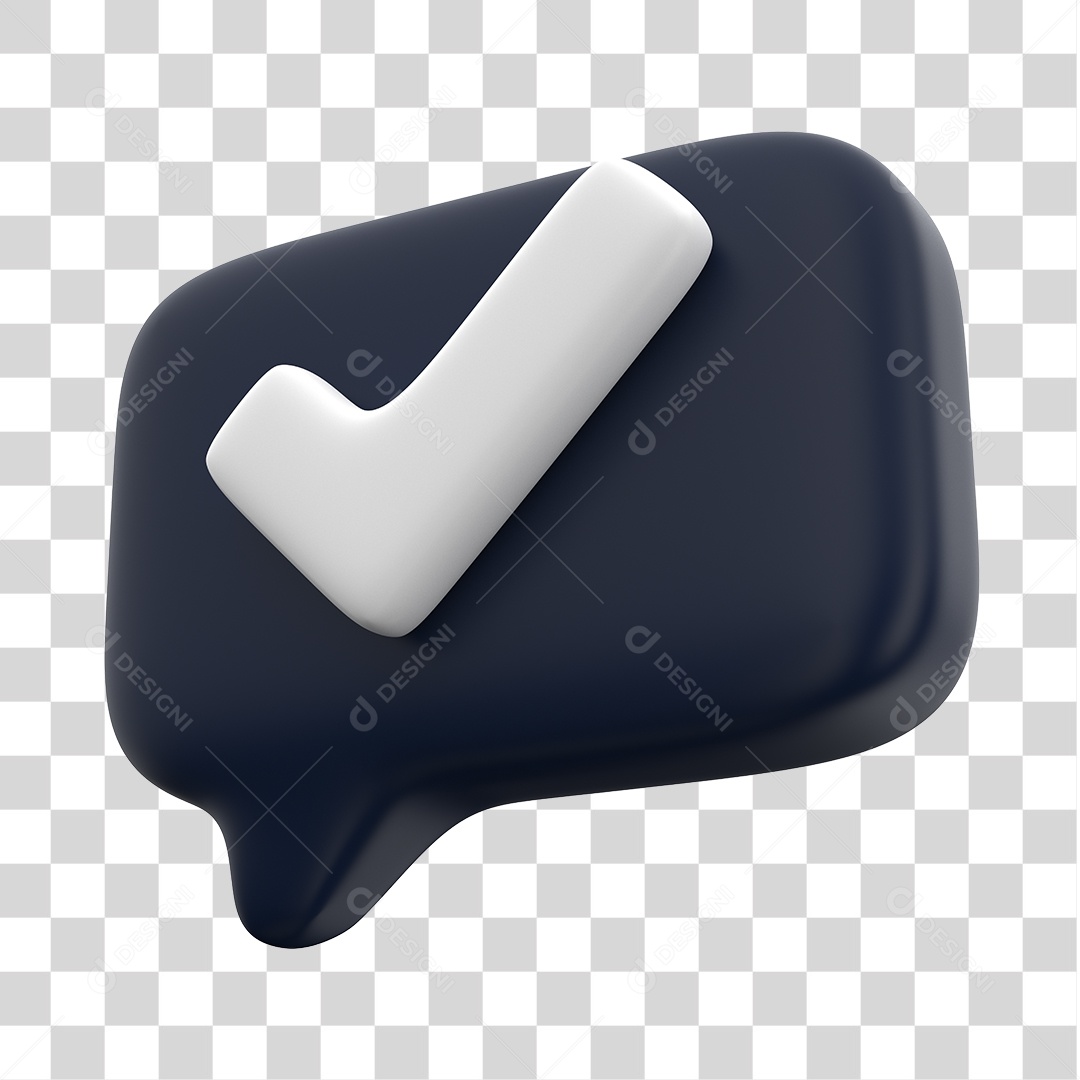 Elemento 3D Para Composição Caixa de Texto Preta Com Símbolo de Verificado PNG Transparente