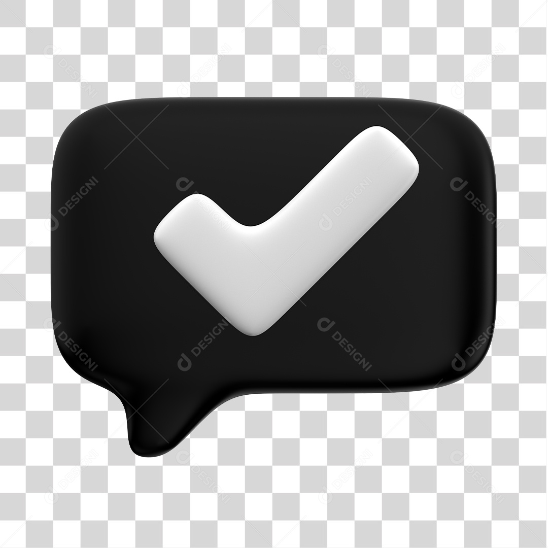 Elemento 3D Para Composição Caixa de Texto Preta Com Símbolo de Verificado PNG Transparente