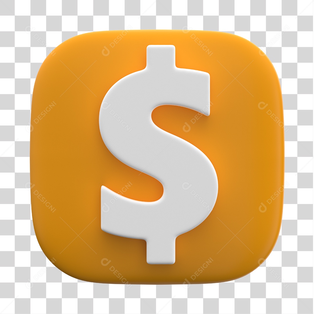 Ícone de Cifrão 3D Para Composição PNG Transparente