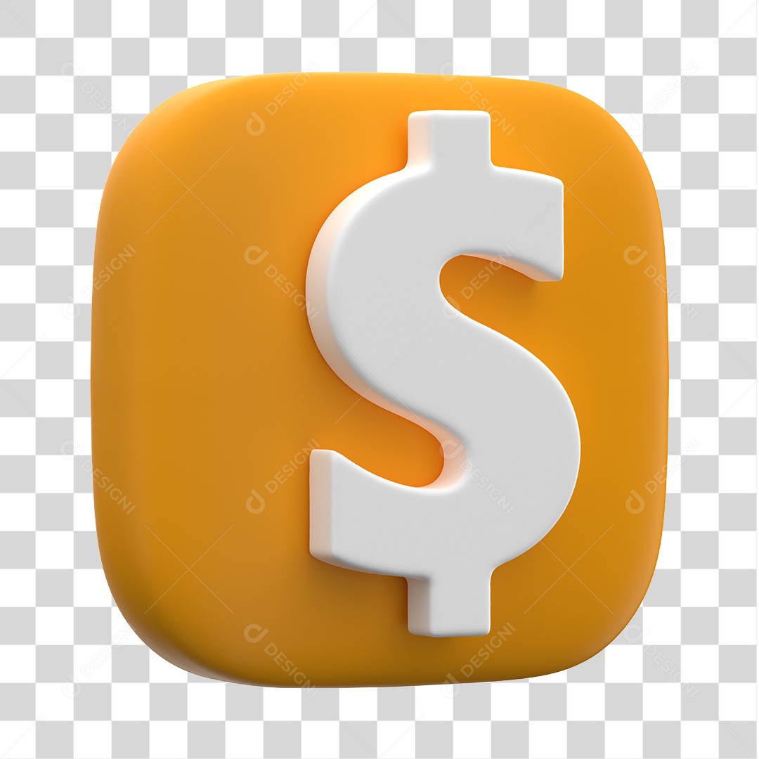 Ícone de Cifrão 3D Para Composição PNG Transparente