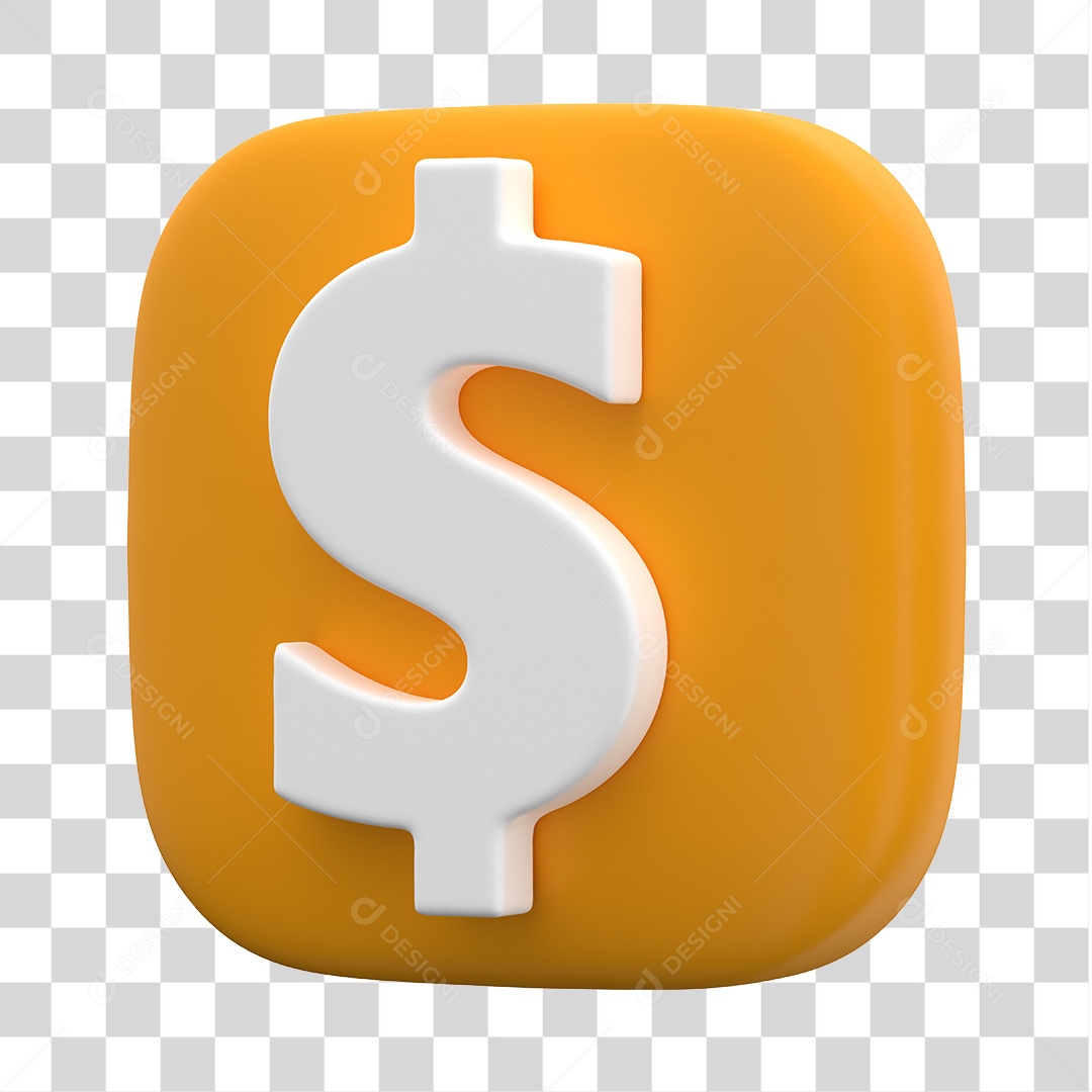 Ícone de Cifrão 3D Para Composição PNG Transparente