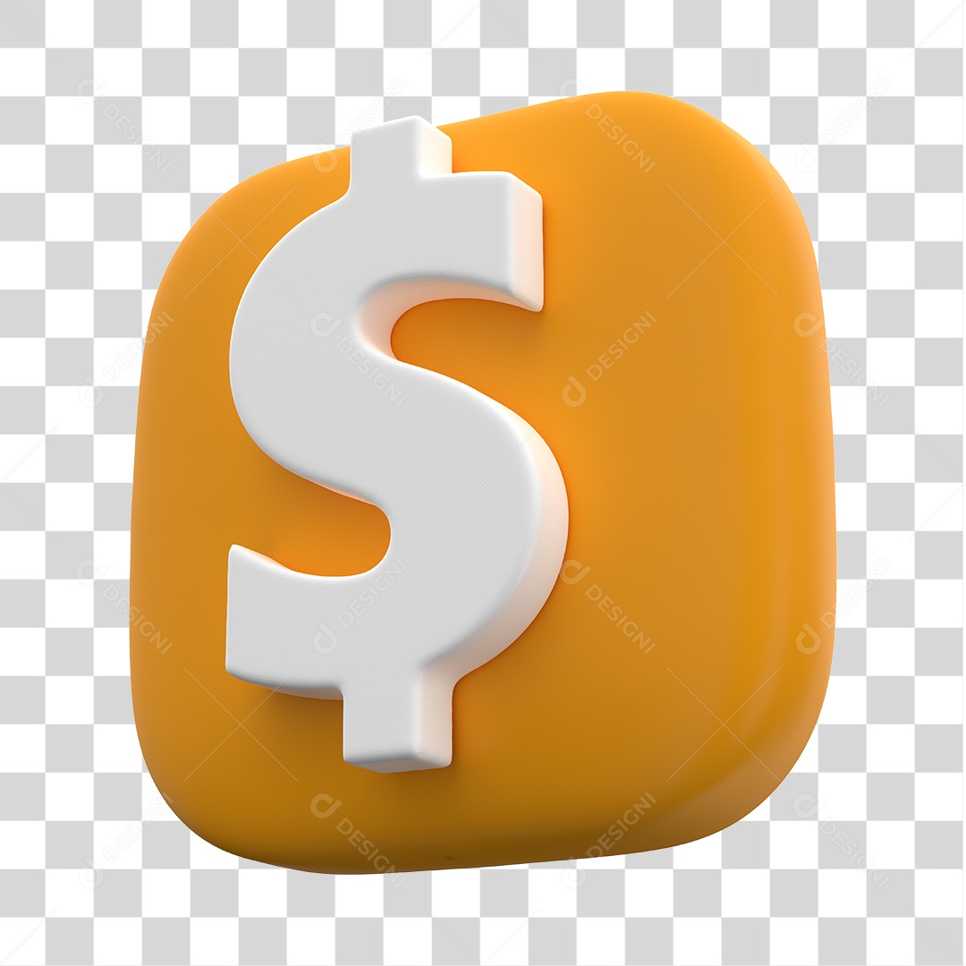 Ícone de Cifrão 3D Para Composição PNG Transparente