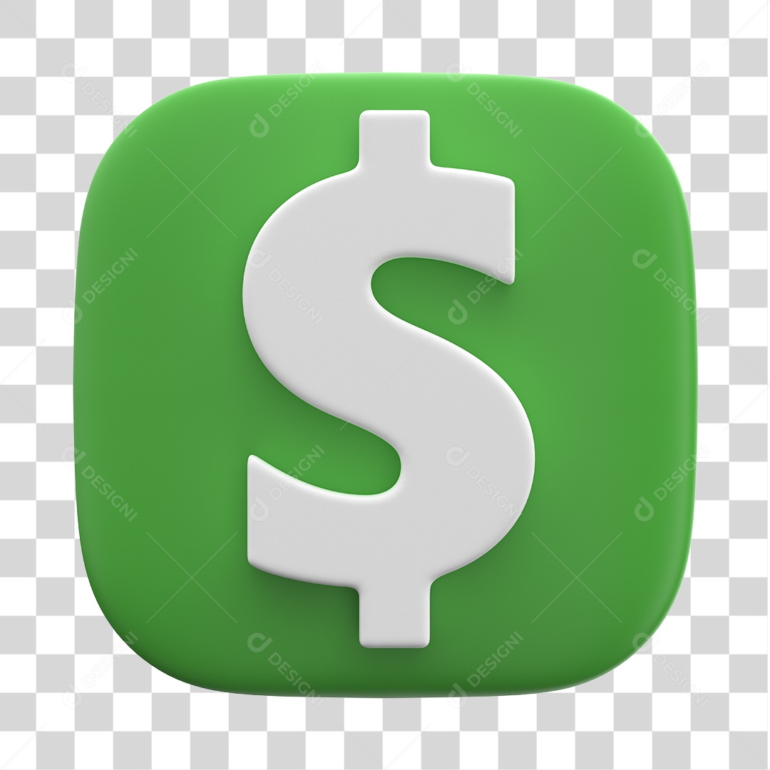 Ícone de Cifrão 3D Para Composição PNG Transparente