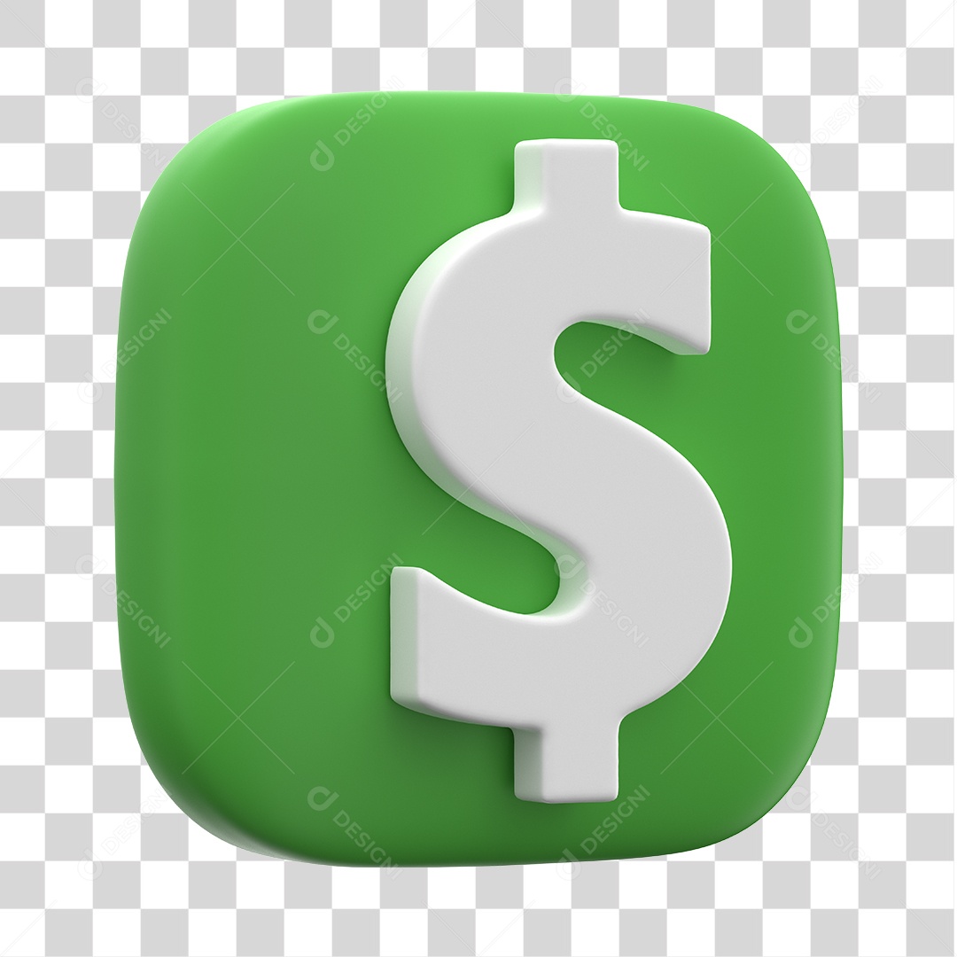 Ícone de Cifrão 3D Para Composição PNG Transparente