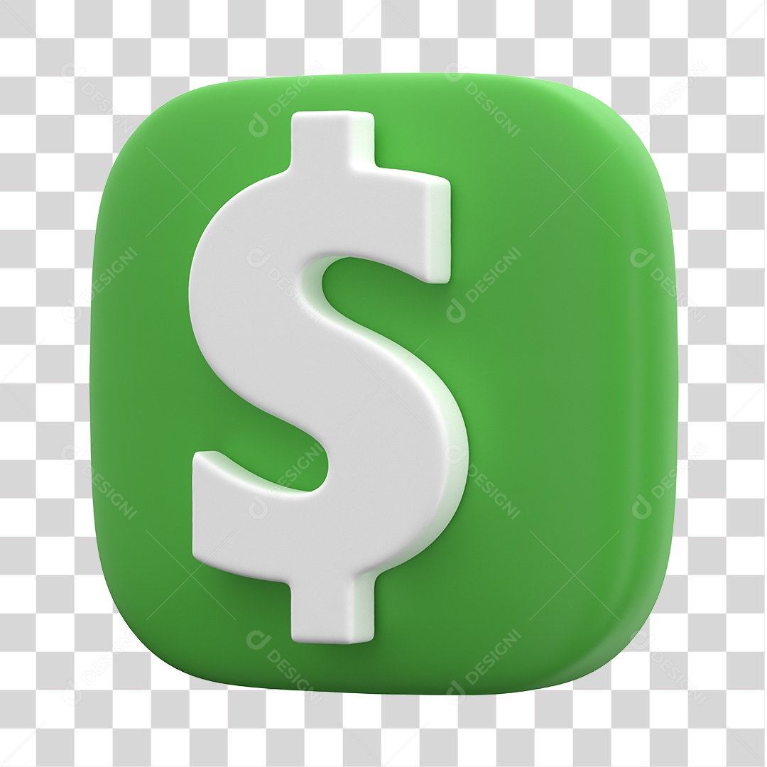 Ícone de Cifrão 3D Para Composição PNG Transparente