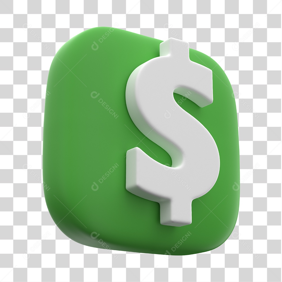 Ícone de Cifrão 3D Para Composição PNG Transparente