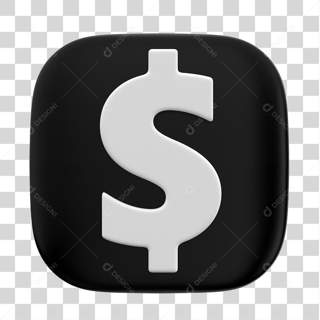 Ícone de Cifrão 3D Para Composição PNG Transparente