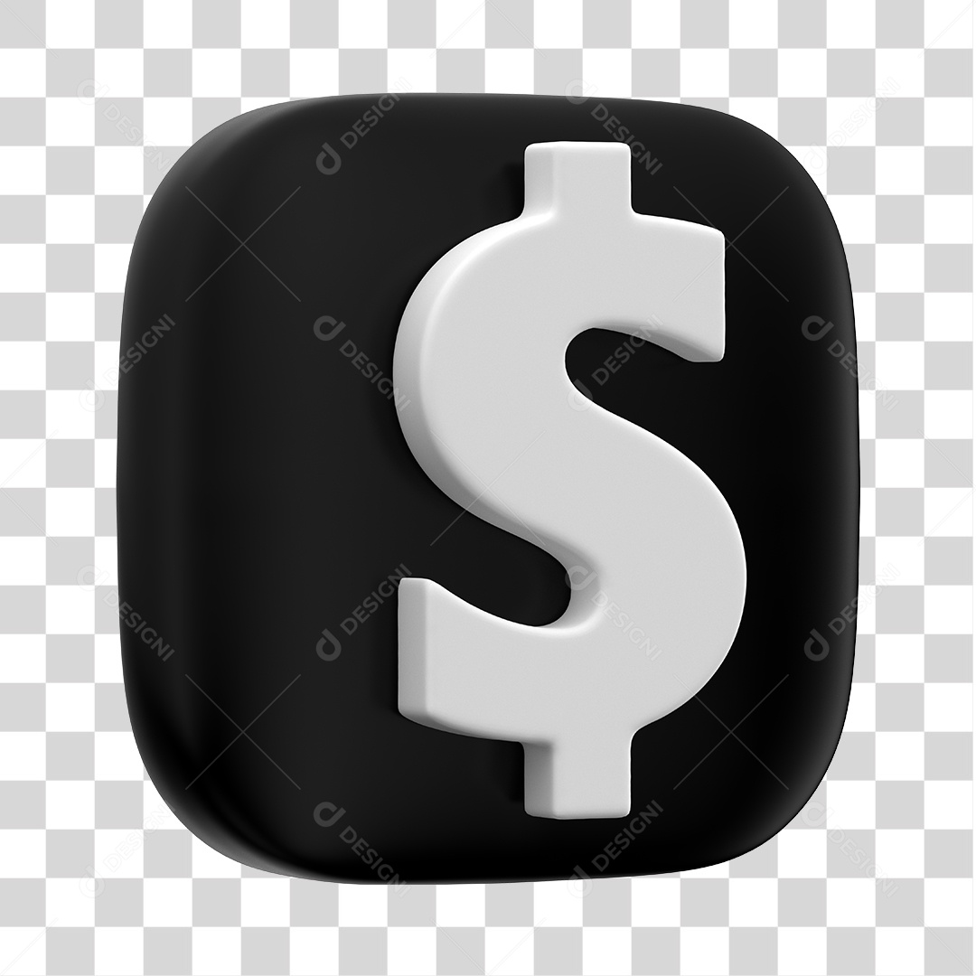 Ícone de Cifrão 3D Para Composição PNG Transparente