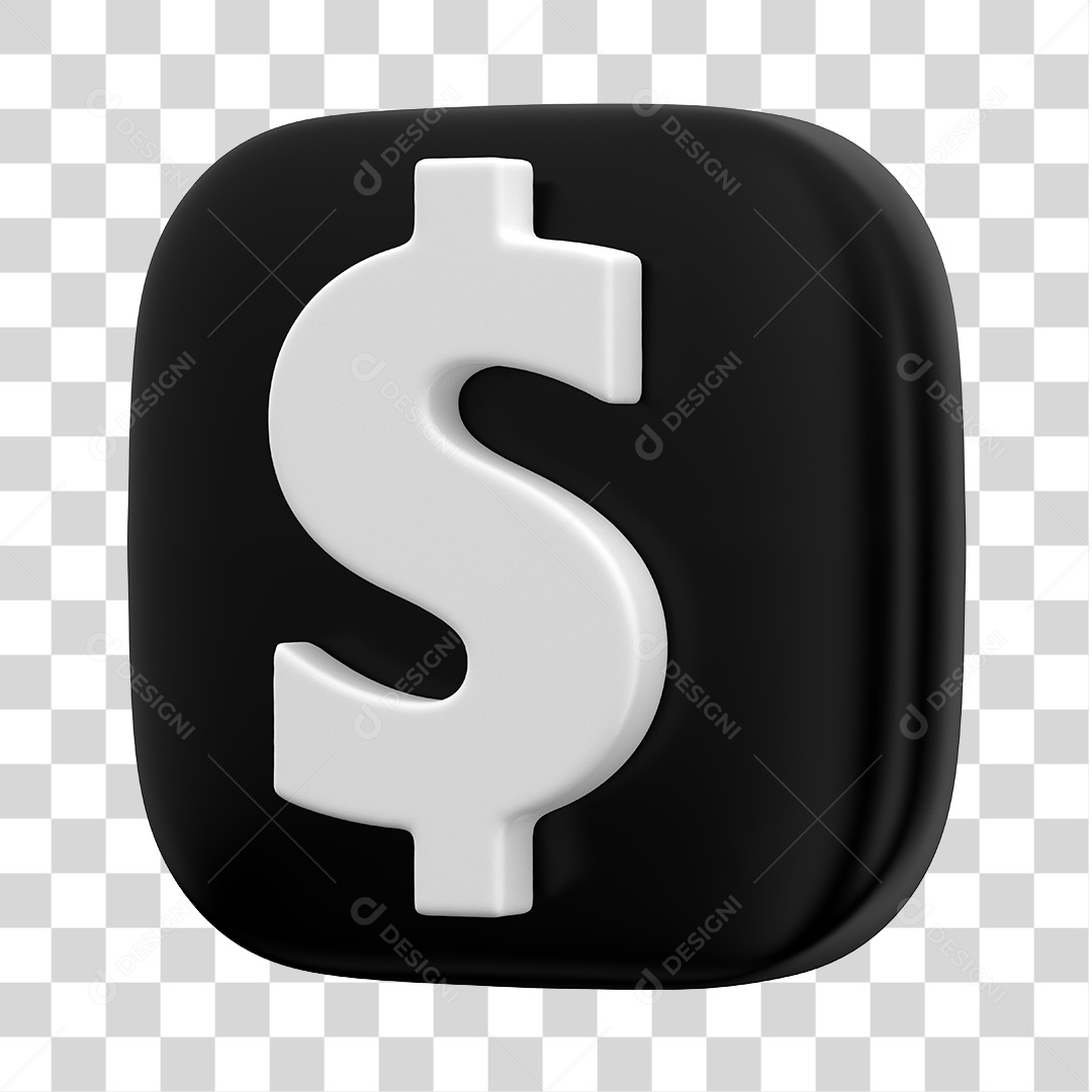 Ícone de Cifrão 3D Para Composição PNG Transparente