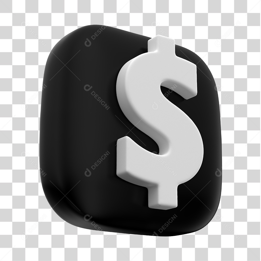 Ícone de Cifrão 3D Para Composição PNG Transparente