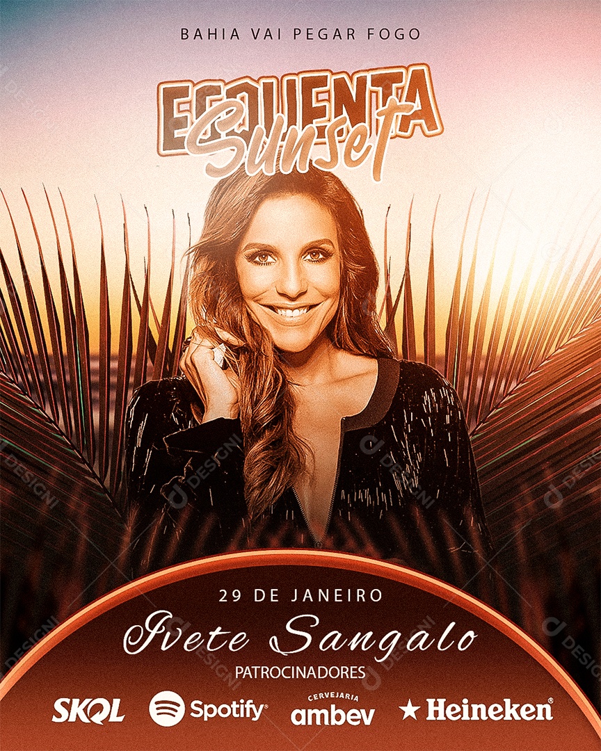 Post Flyer Warm up Sunset Ivete Sangalo Social Media Editable PSD