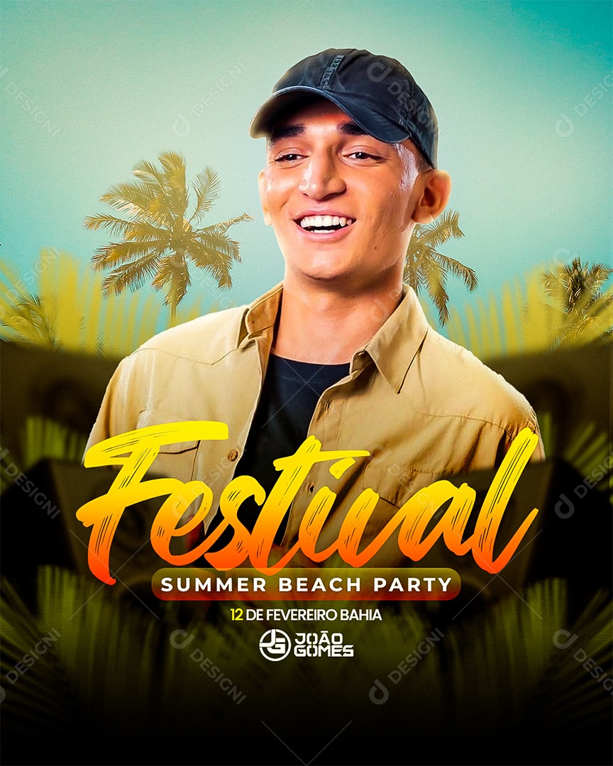 Post Flyer Festival Summer Beach Party Social Media PSD Editável