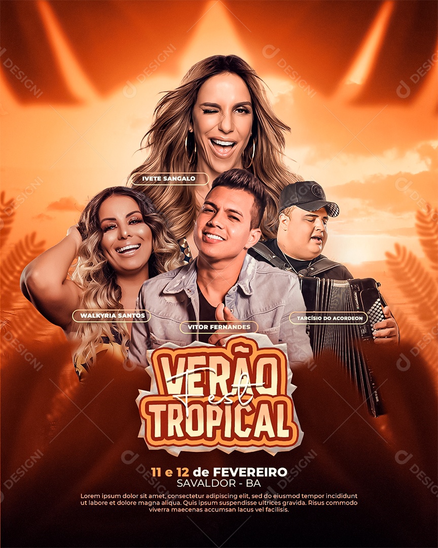 Post Flyer Verão Tropical Social Media PSD Editável