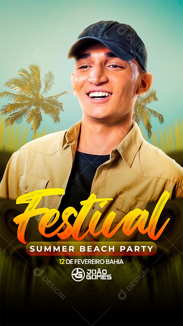 Post Stories Flyer Festival Summer Beach Party João Gomes Social Media PSD Editável