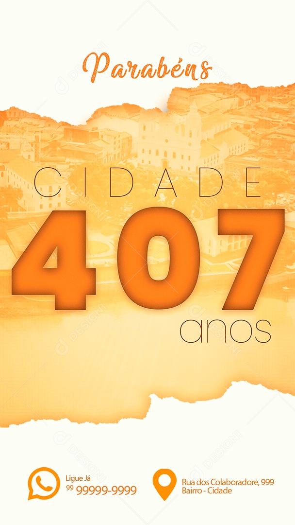 Post Stories Aniversário de Cidade 407 Anos Social Media PSD Editável