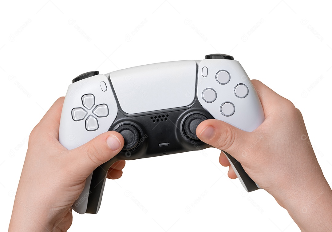 Criança segurando o controlador de jogo para ilustração 3D de colheita.