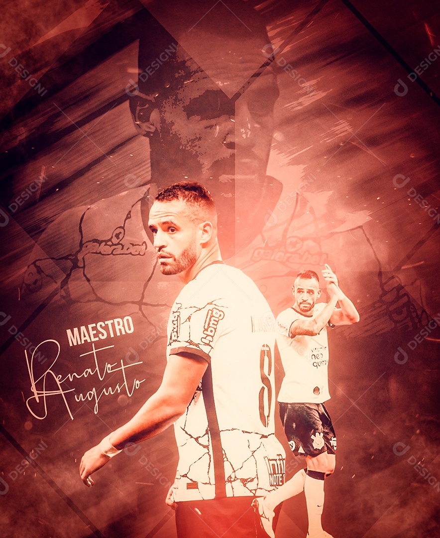 Flyer Jogador de Futebol Renato Augusto Social Media PSD Editável