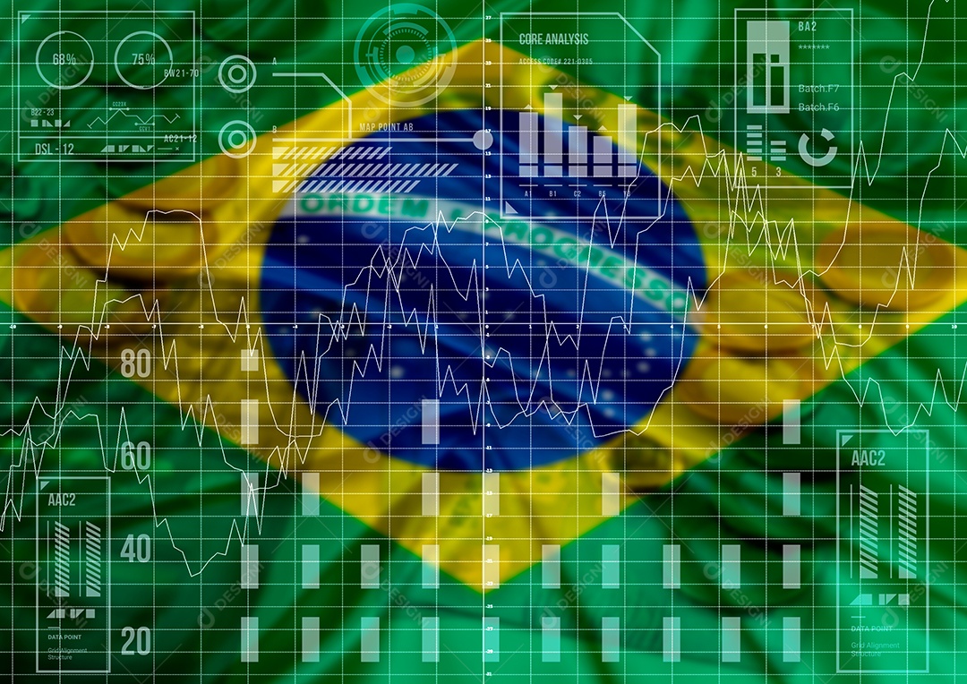Bandeira do Brasil, gráfico de indicadores econômicos e financeiros