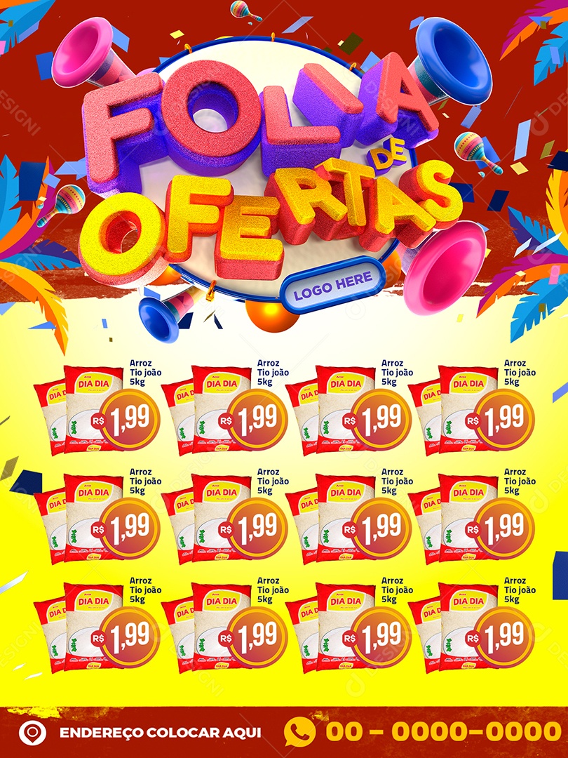 Encarte Folia de Ofertas Venha Conferir Social Media PSD Editável