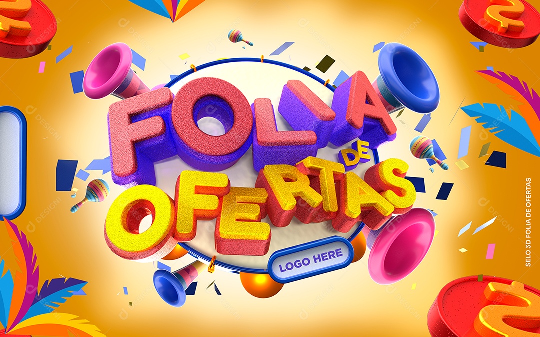 Selo 3D Para Composição Folia de Ofertas PSD