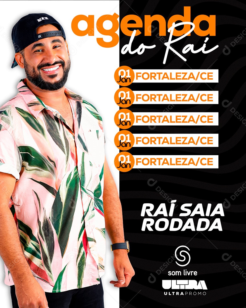 Post Flyer Agenda Raí Saia Rodada Social Media PSD Editável