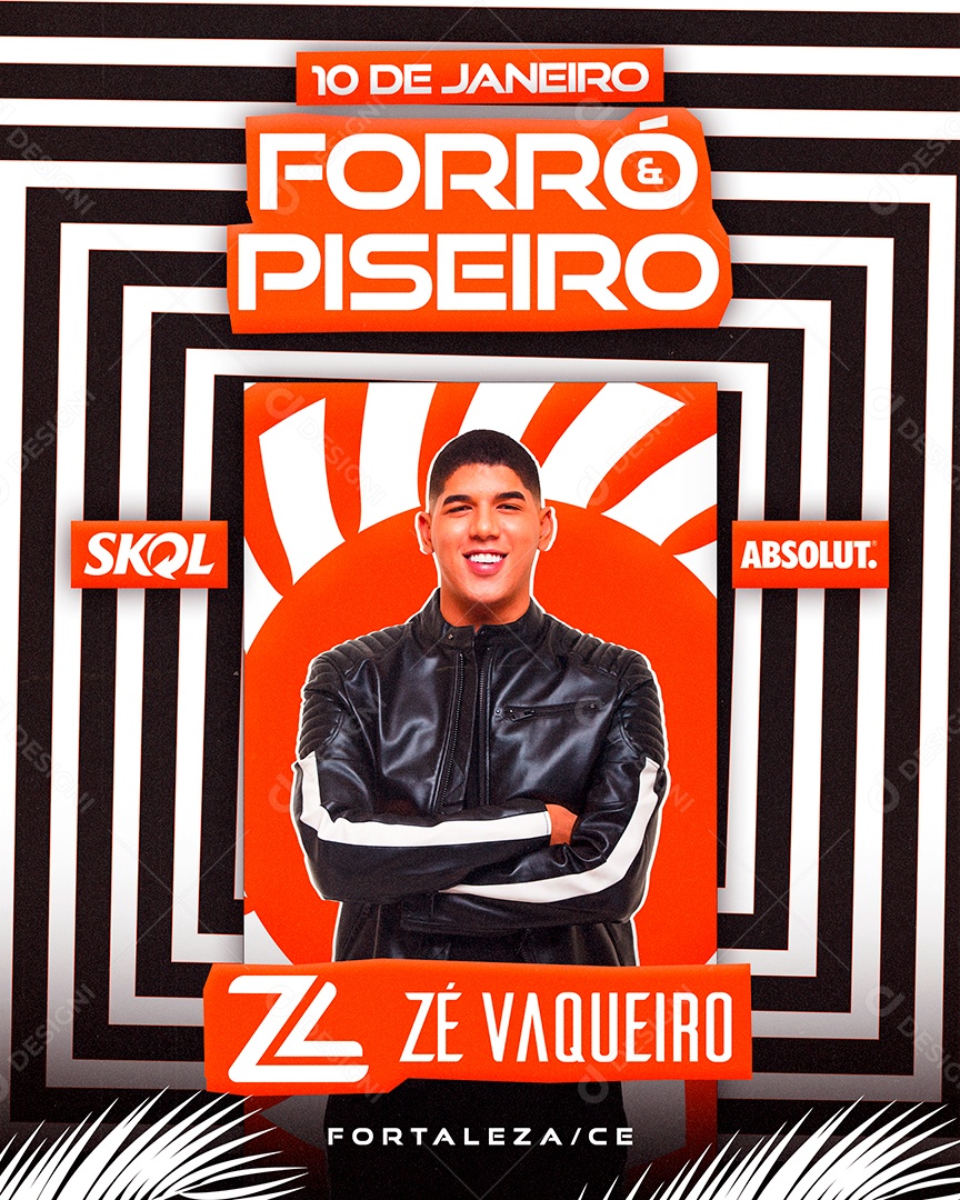 Post Flyer Forró e Piseiro Zé Vaqueiro Social Media PSD Editável