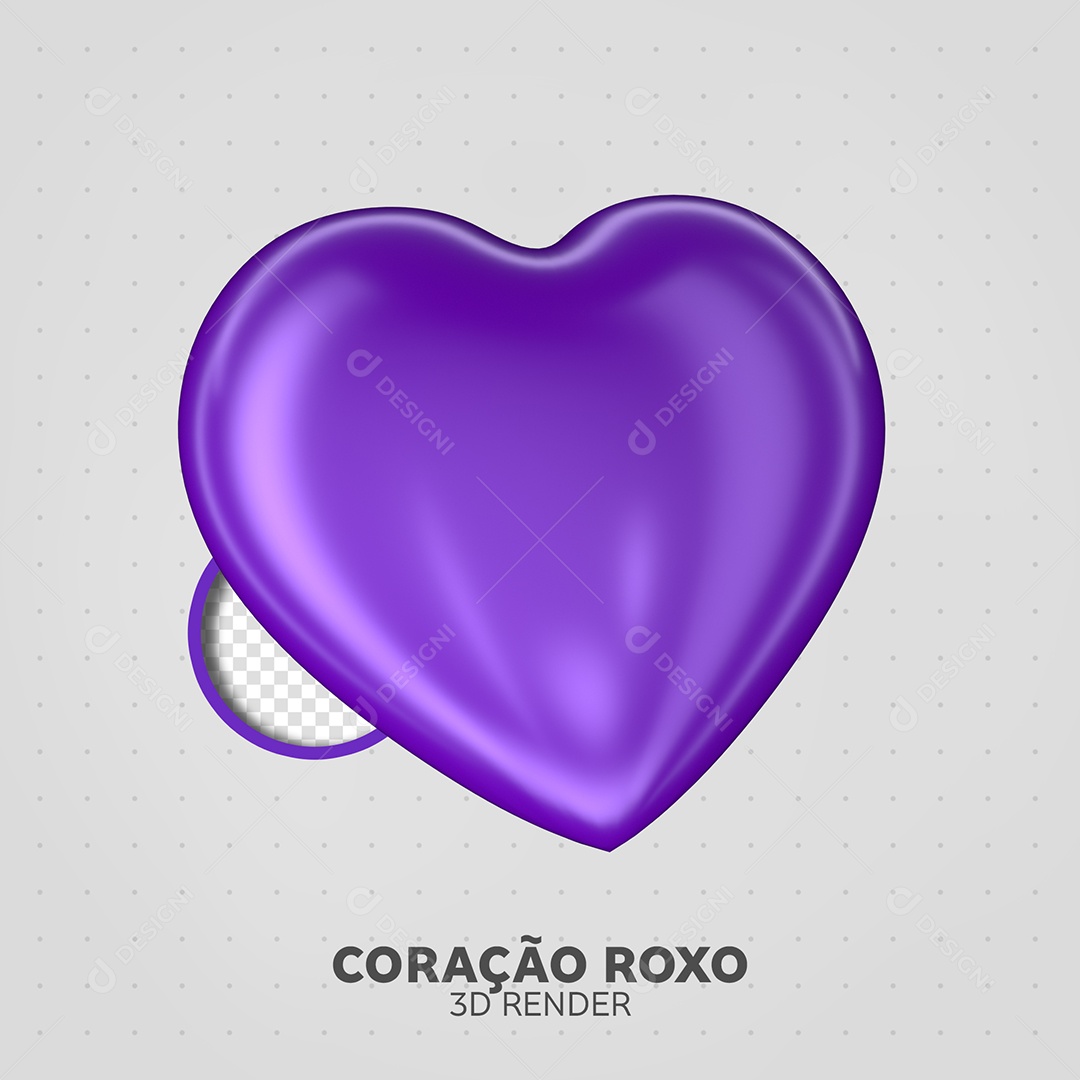 Elemento 3D Para Composição Coração Roxo PSD