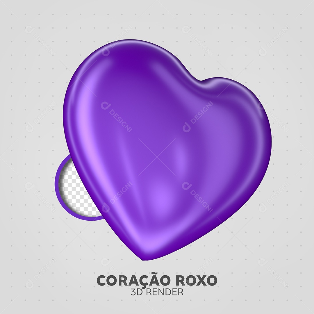 Elemento 3D Para Composição Coração Roxo PSD