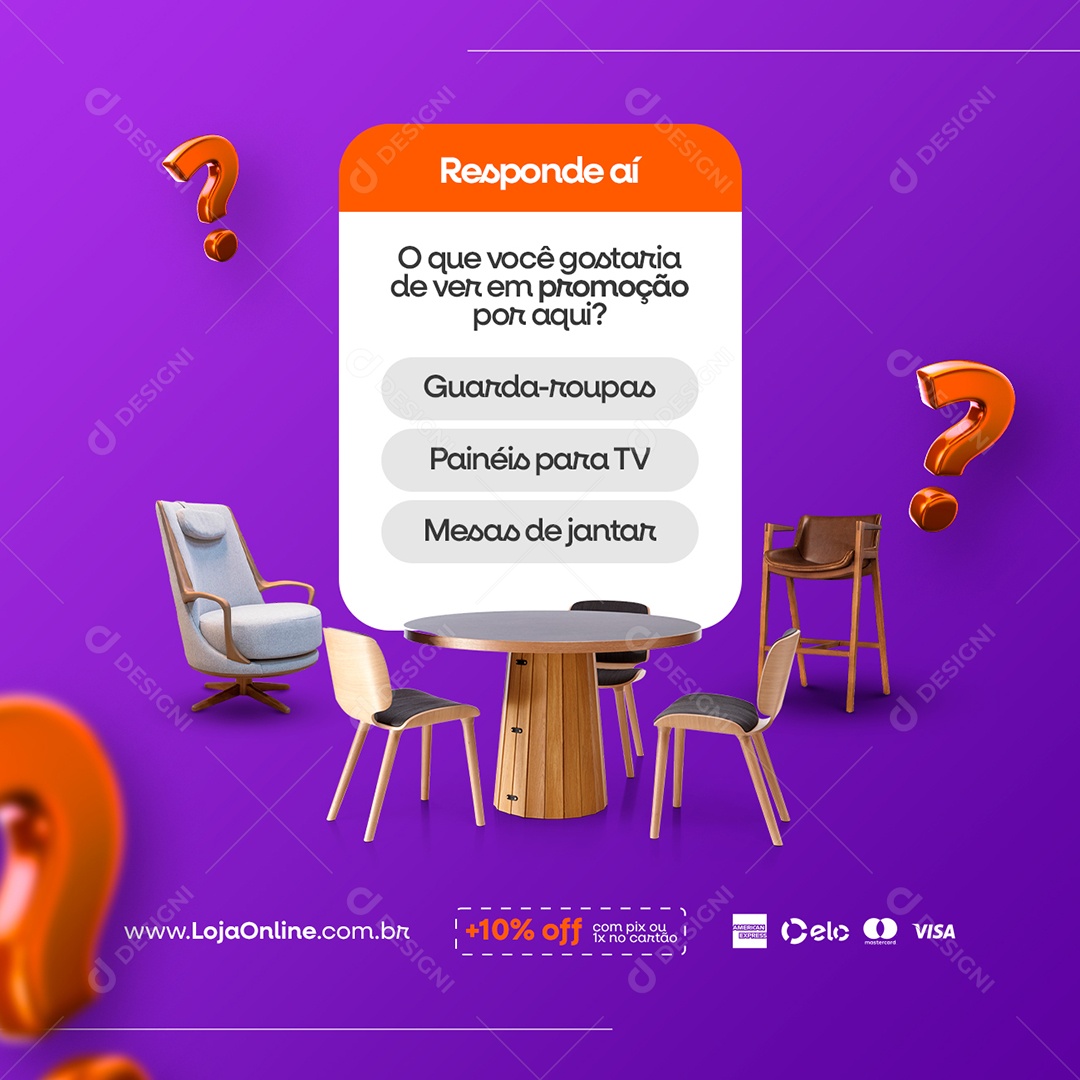 Campanha Publicitária Caminhão de Prêmios Loja Imobiliária Perguntas Social Media PSD Editável