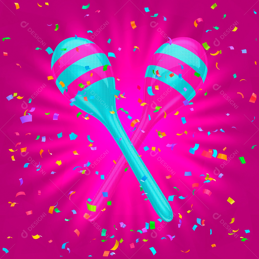 Elemento 3D de Carnaval Maracas PSD Para Composição