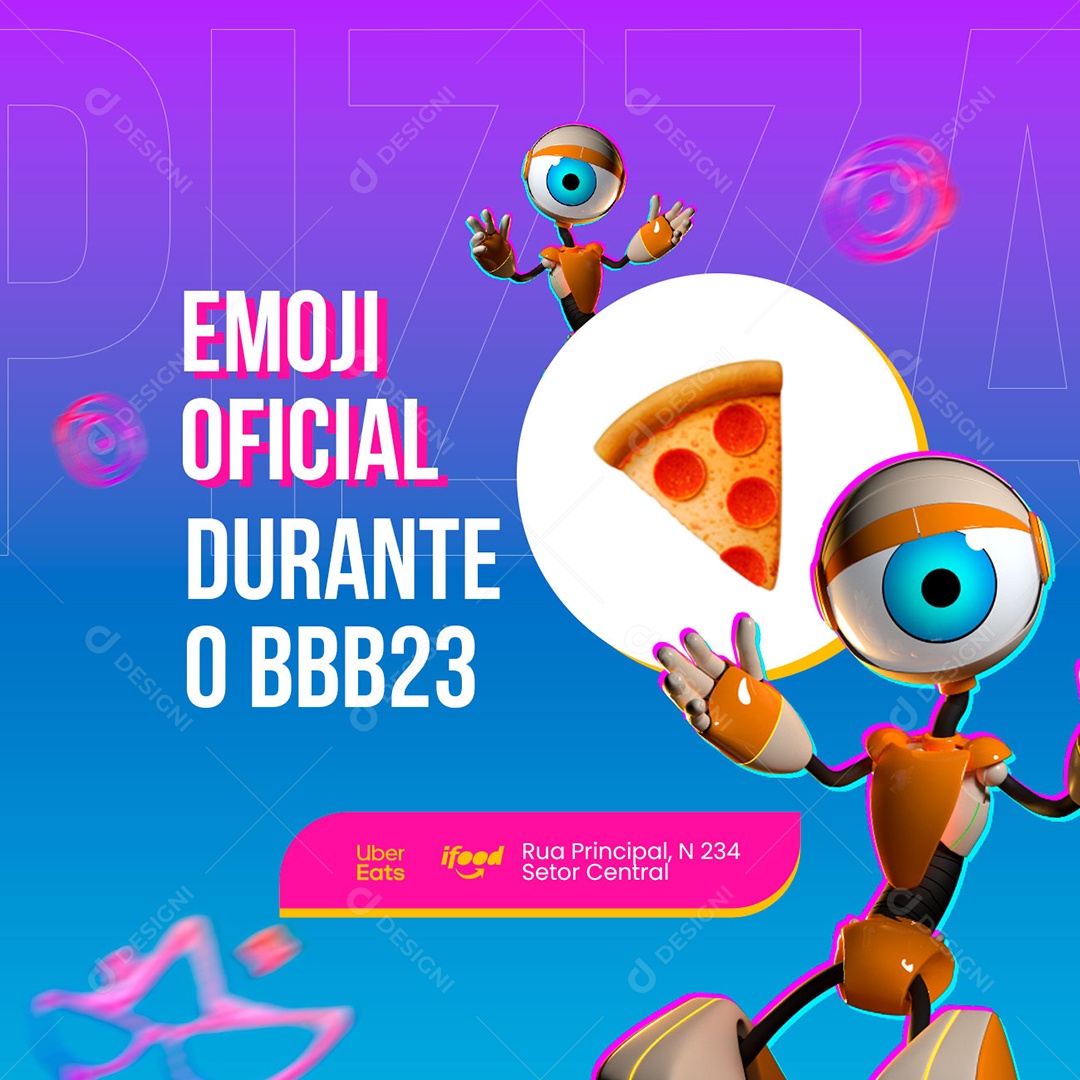 Emoj Oficial Durante o BBB 23 Pizzaria Social Media PSD Editável