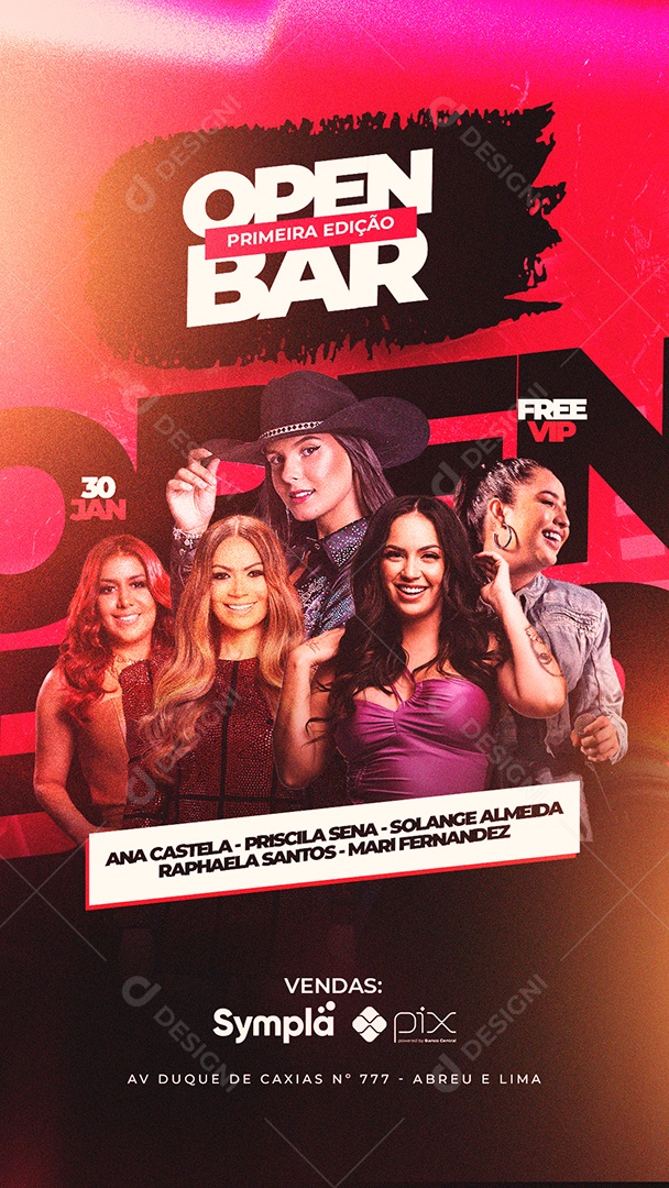 Story Open Bar Primeira Edição Flyer Social Media PSD Editável