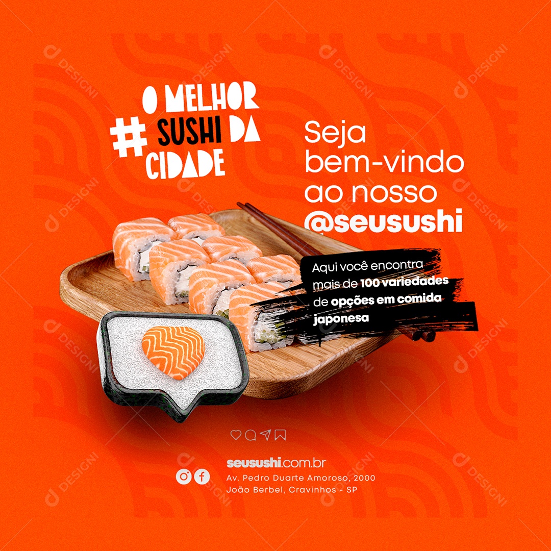 Seja Bem Vindo ao Nosso Restaurante Japonês Social Media PSD Editável