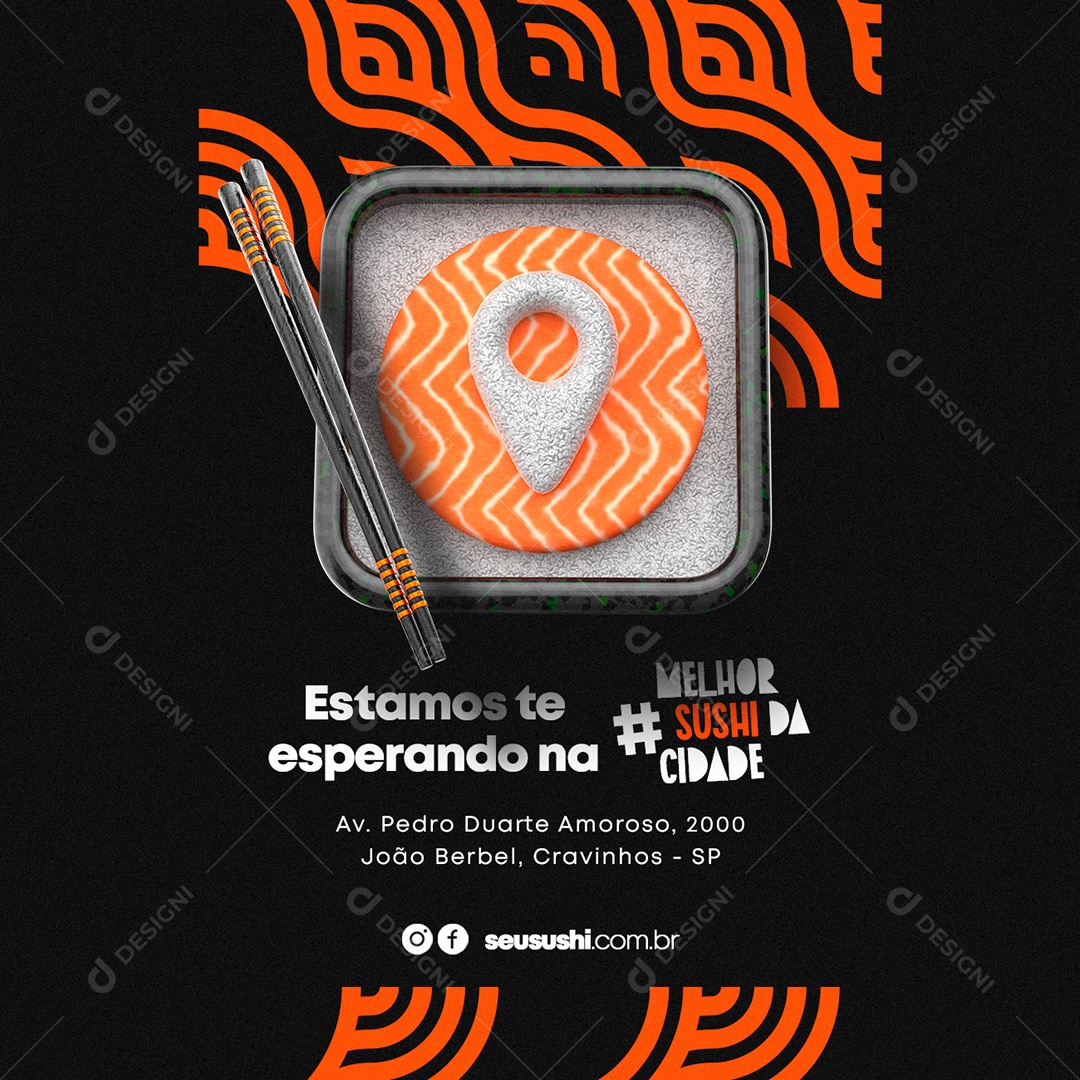 Estamos te Esperando Restaurante Japonês Social Media PSD Editável