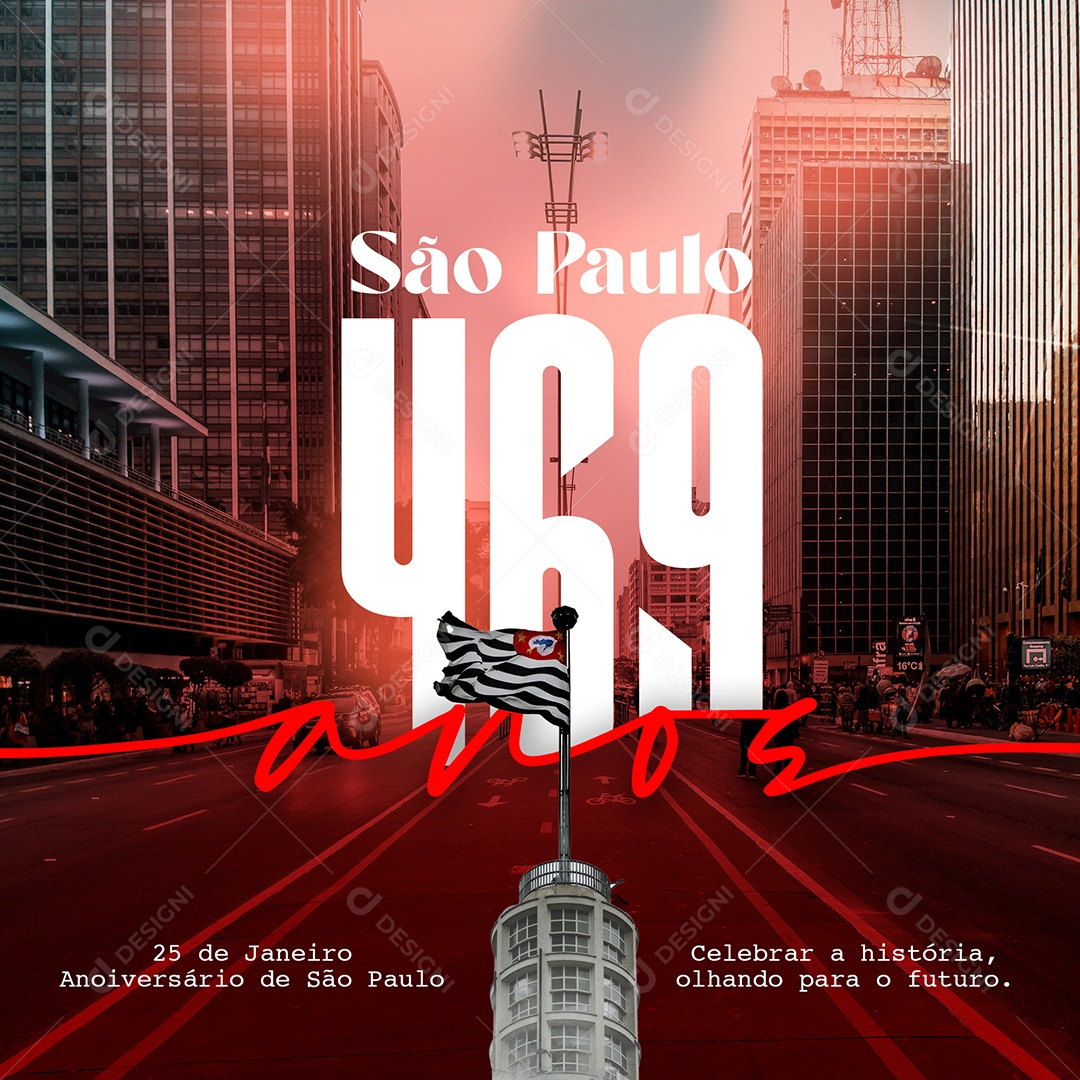 Template Social Media Aniversario SP 469 anos Aniversario Sao Paulo PSD Editável