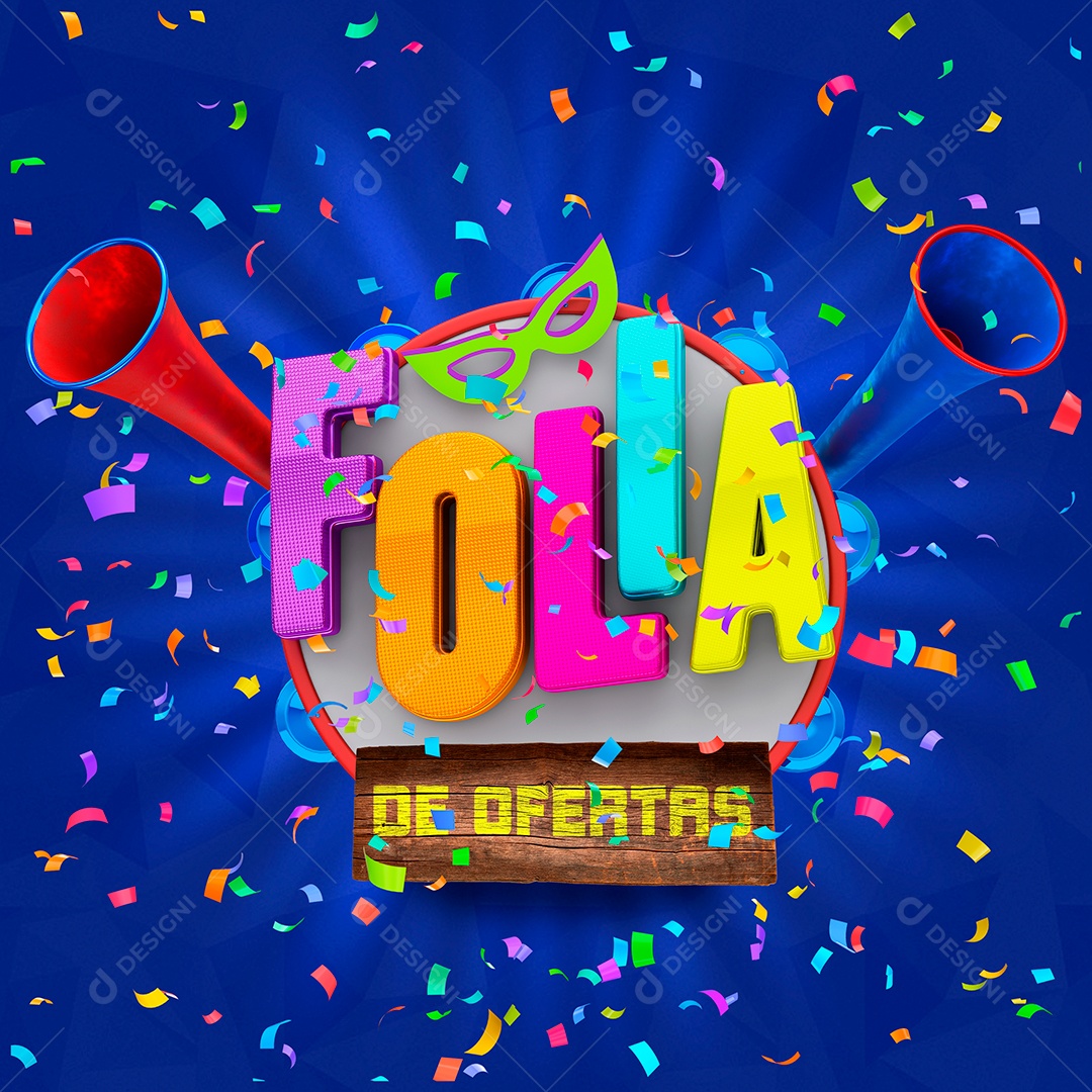 Selo 3D de Carnaval Folia de Ofertas Para Composição PSD