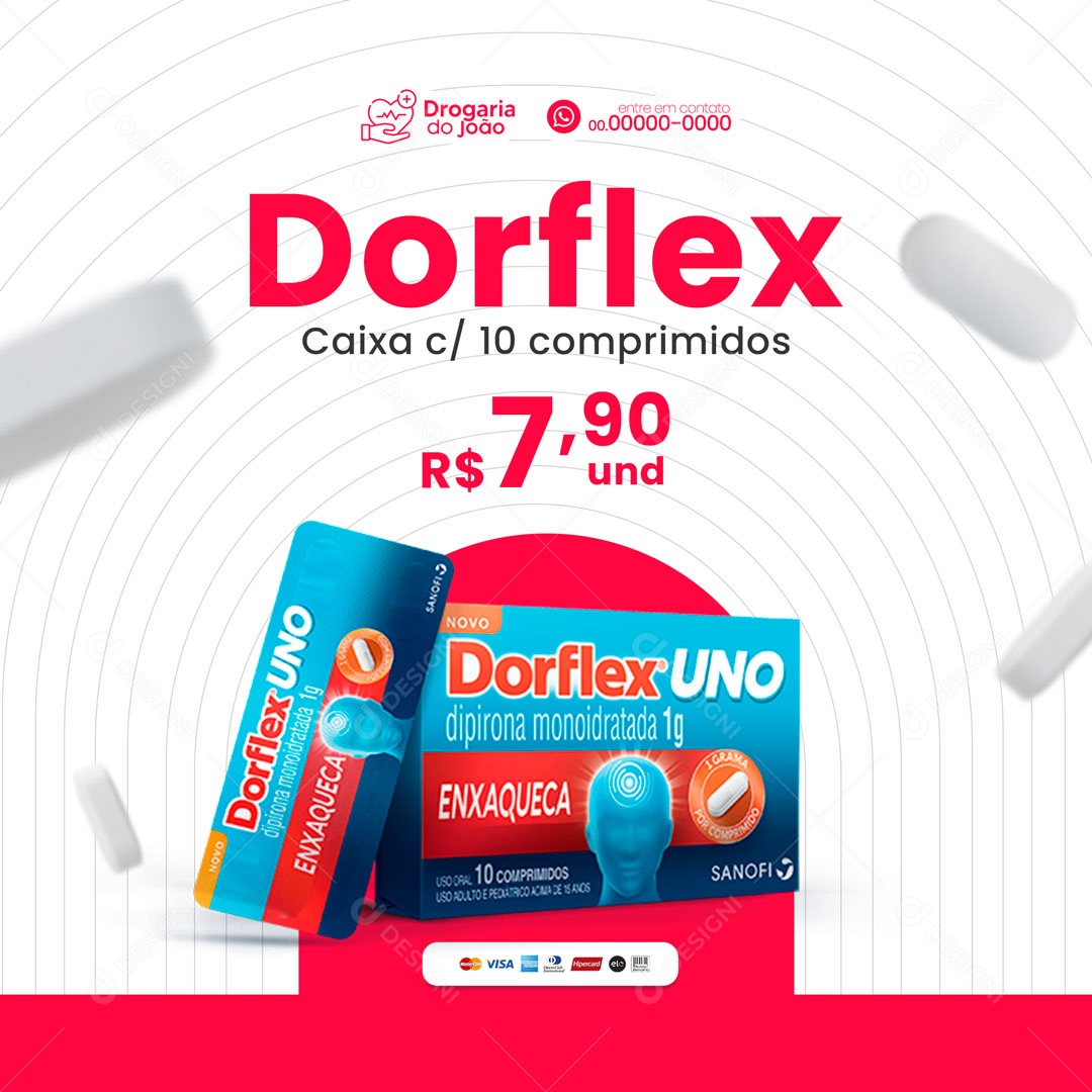 Dorflex Farmácia Social Media PSD Editável