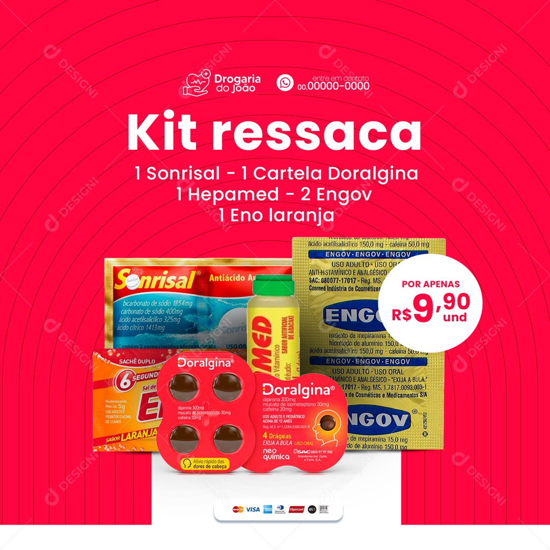 Kit Ressaca Farmácia Social Media PSD Editável