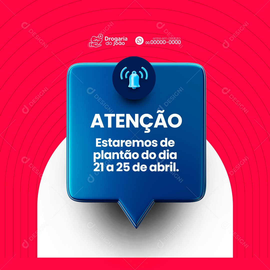 Atenção Estaremos de Plantão Farmácia Social Media PSD Editável