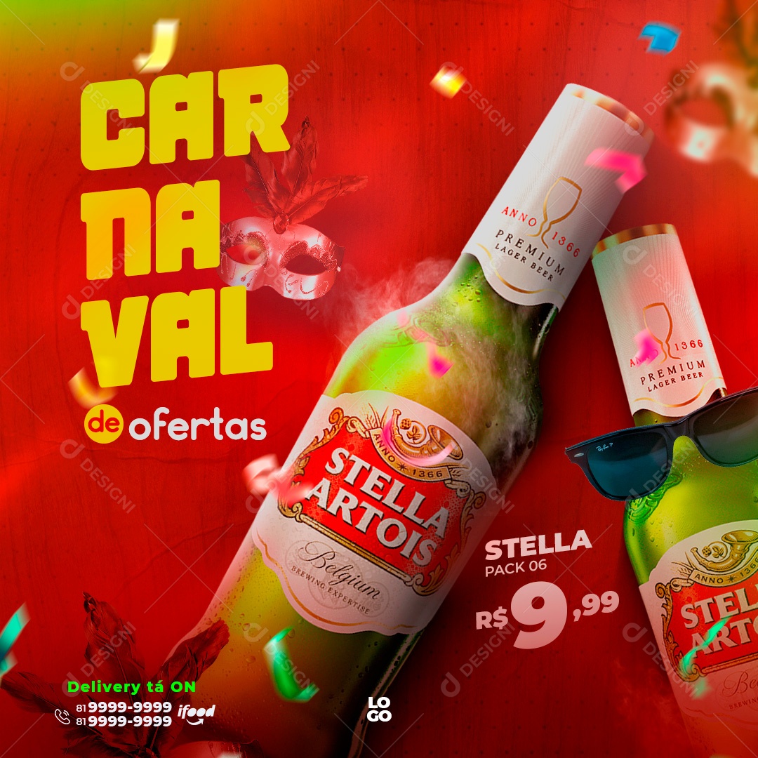Post Cerveja Carnaval Stella Artois Social Media PSD Editável