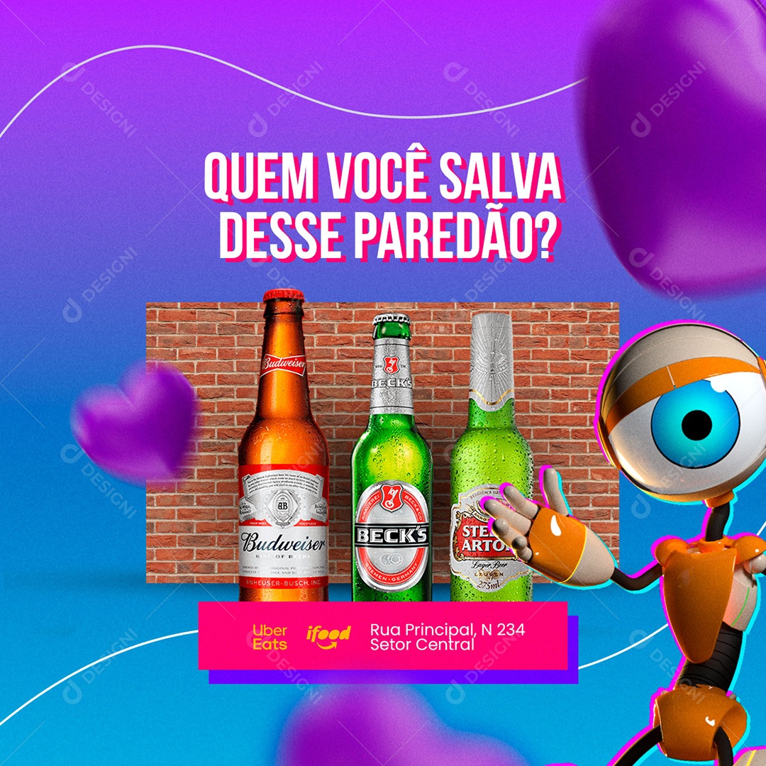 Quem Você Salva Desse Paredão BBB Cervejaria Social Media PSD Editável
